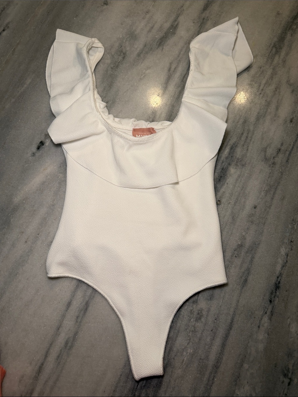Show Me Your MuMu White Ruffled Bodysuit